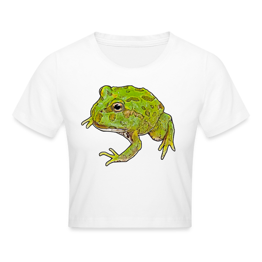 Crop T-Shirt Ceratophrys cranwelli Peppermint Blue - weiß