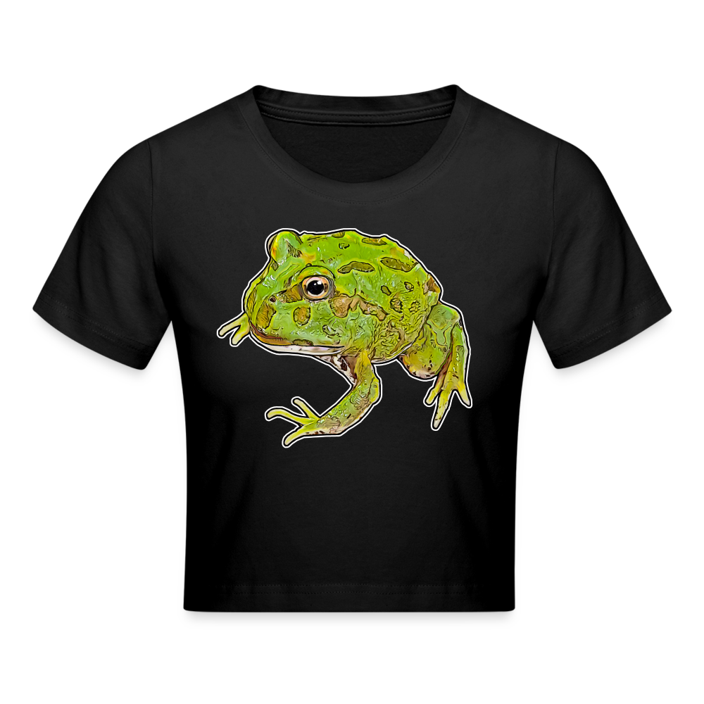 Crop T-Shirt Ceratophrys cranwelli Peppermint Blue - Schwarz