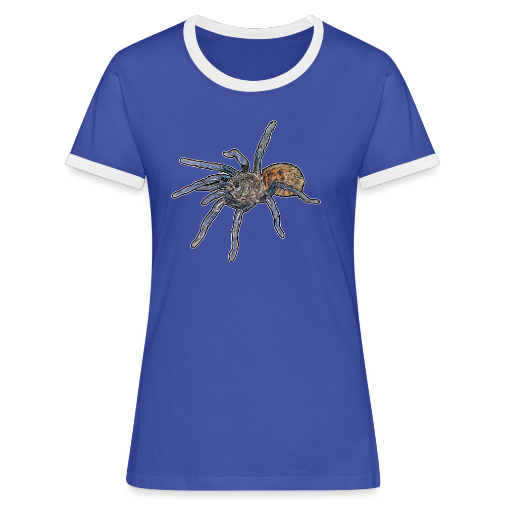 Frauen Kontrast-T-Shirt Chromatopelma cyaneopubescens - Blau/Weiß