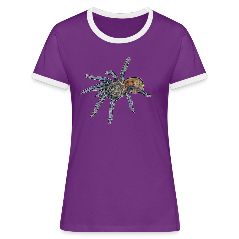 Frauen Kontrast-T-Shirt Chromatopelma cyaneopubescens - Lila/Weiß