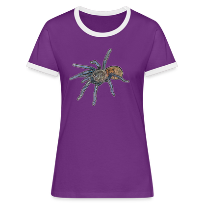 Frauen Kontrast-T-Shirt Chromatopelma cyaneopubescens - Lila/Weiß
