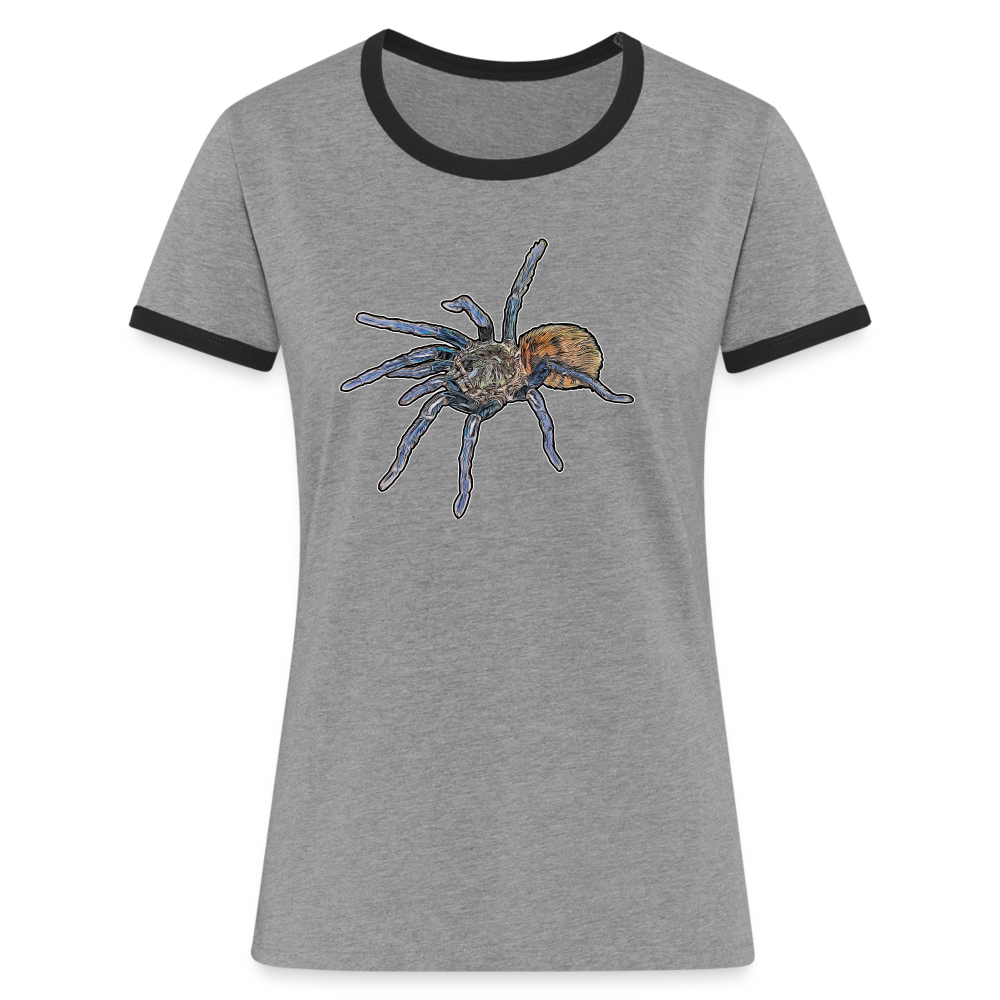 Frauen Kontrast-T-Shirt Chromatopelma cyaneopubescens - Grau meliert/Schwarz