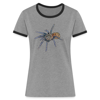 Frauen Kontrast-T-Shirt Chromatopelma cyaneopubescens - Grau meliert/Schwarz