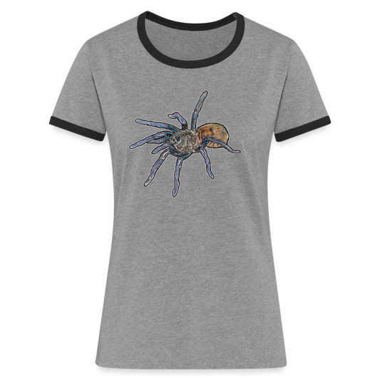 Frauen Kontrast-T-Shirt Chromatopelma cyaneopubescens - Grau meliert/Schwarz