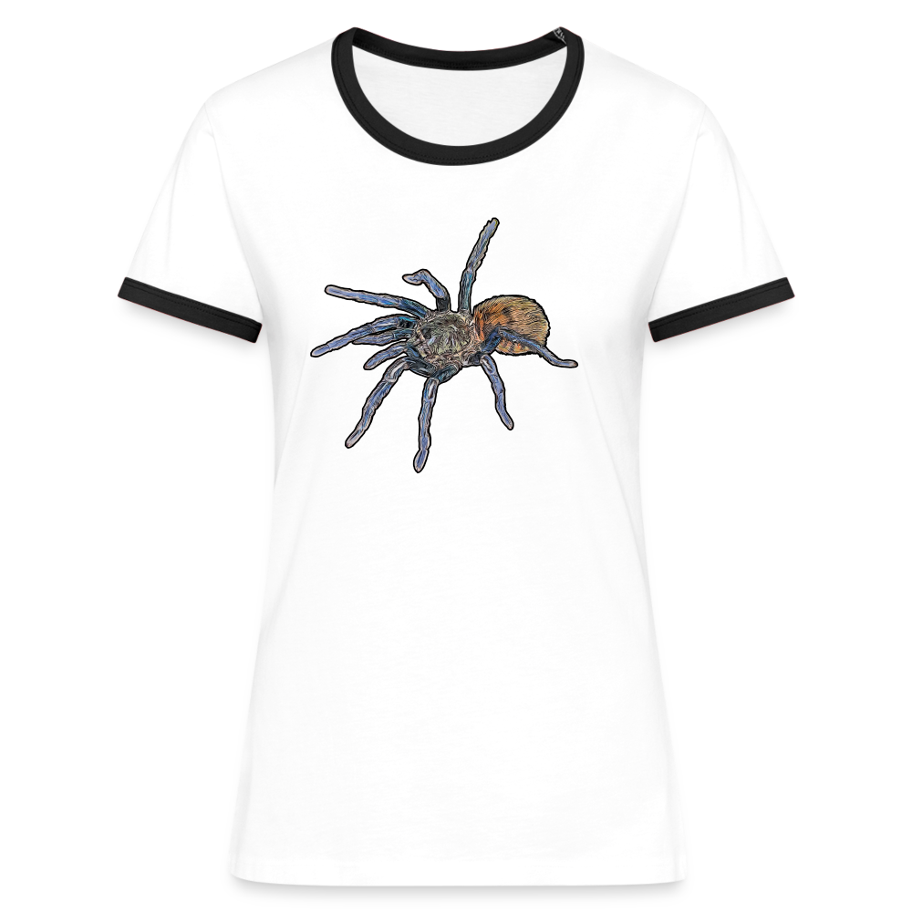 Frauen Kontrast-T-Shirt Chromatopelma cyaneopubescens - Weiß/Schwarz