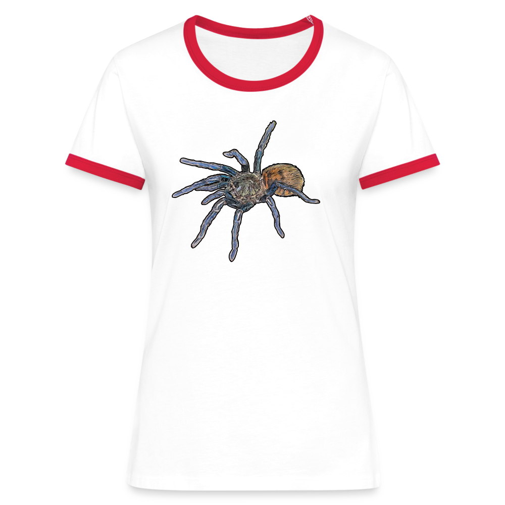 Frauen Kontrast-T-Shirt Chromatopelma cyaneopubescens - Weiß/Rot