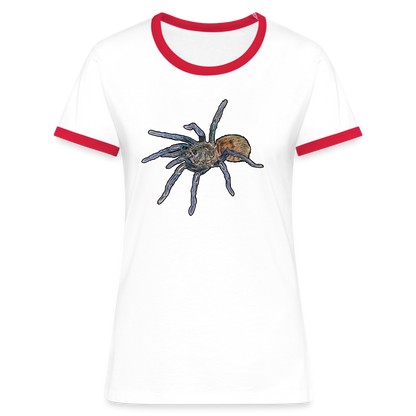 Frauen Kontrast-T-Shirt Chromatopelma cyaneopubescens - Weiß/Rot