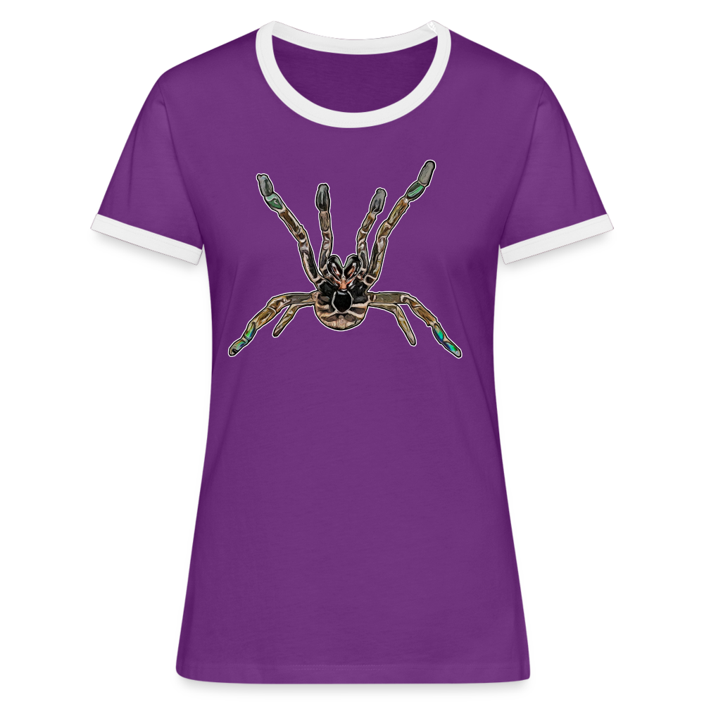 Frauen Kontrast-T-Shirt Pterinochilus murinus tcf - Lila/Weiß