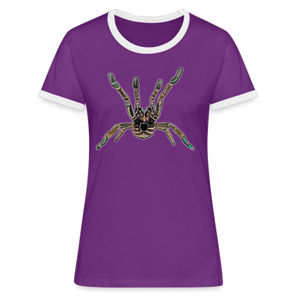 Frauen Kontrast-T-Shirt Pterinochilus murinus tcf - Lila/Weiß