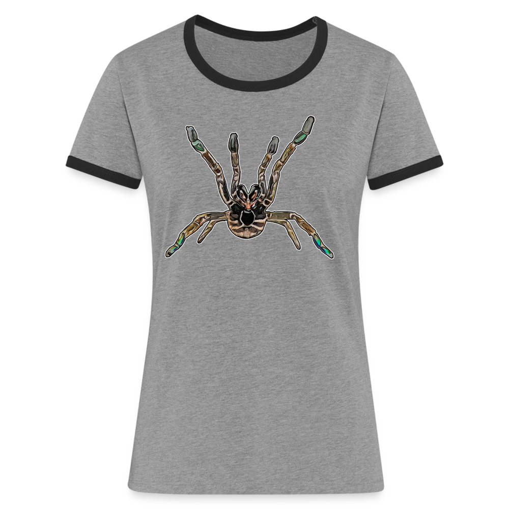 Frauen Kontrast-T-Shirt Pterinochilus murinus tcf - Grau meliert/Schwarz