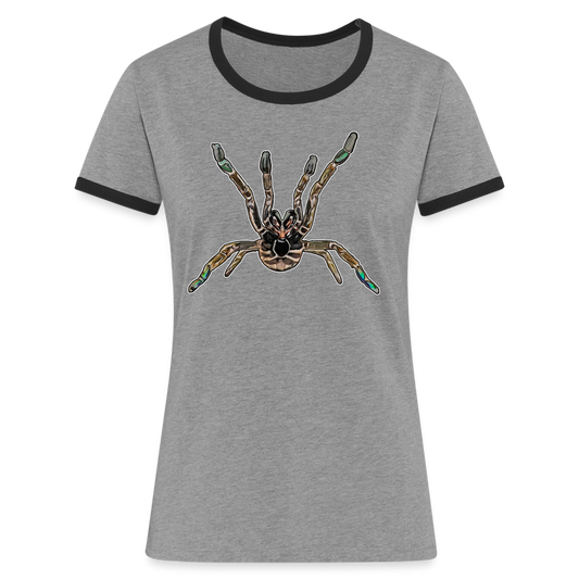 Frauen Kontrast-T-Shirt Pterinochilus murinus tcf - Grau meliert/Schwarz