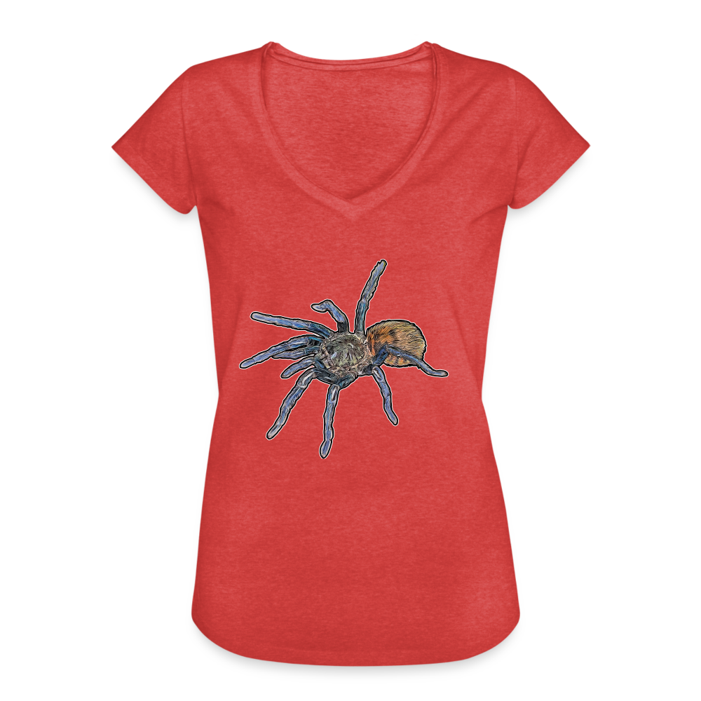 Frauen Vintage T-Shirt Chromatopelma cyaneopubescens - Rot meliert