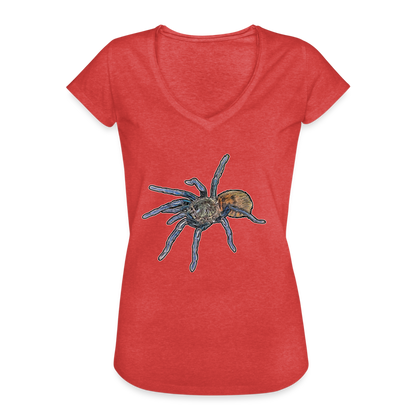 Frauen Vintage T-Shirt Chromatopelma cyaneopubescens - Rot meliert