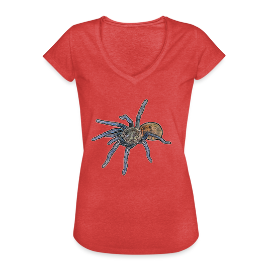 Frauen Vintage T-Shirt Chromatopelma cyaneopubescens - Rot meliert