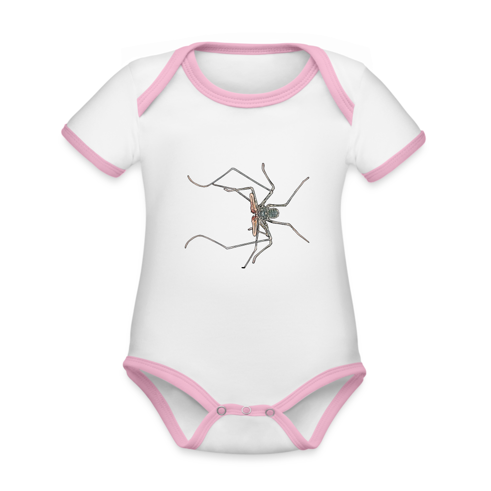 Baby Kontrastbody kurz - Weiß/Rose