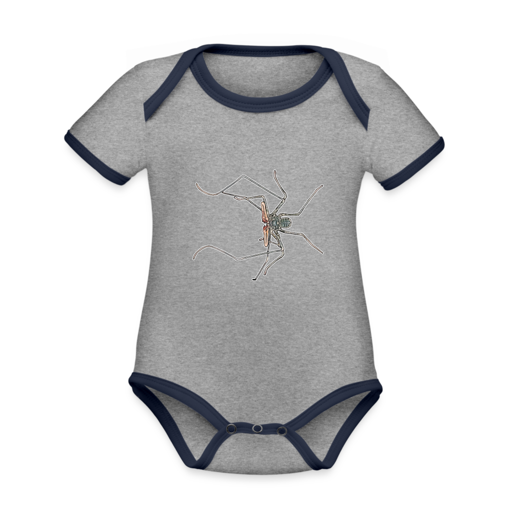 Baby Kontrastbody kurz - Grau meliert/Navy