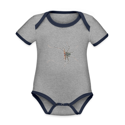 Baby Kontrastbody kurz - Grau meliert/Navy