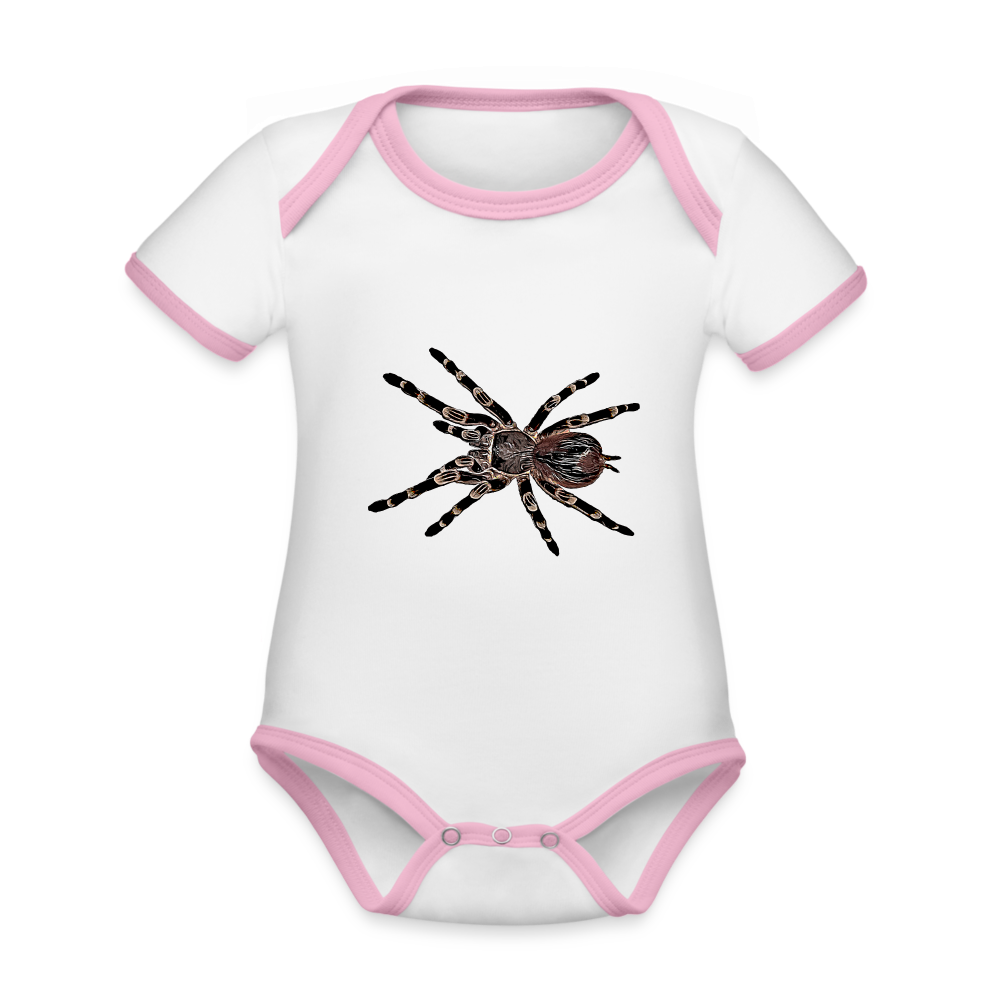 Baby Kontrastbody kurz - Weiß/Rose