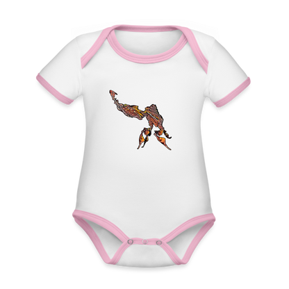 Baby Kontrastbody kurz Phyllocrania paradoxa male - Weiß/Rose