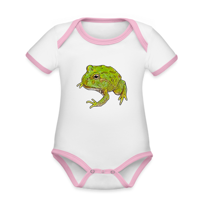 Baby Kontrastbody kurz Ceratophrys cranwelli Peppermint Blue - Weiß/Rose