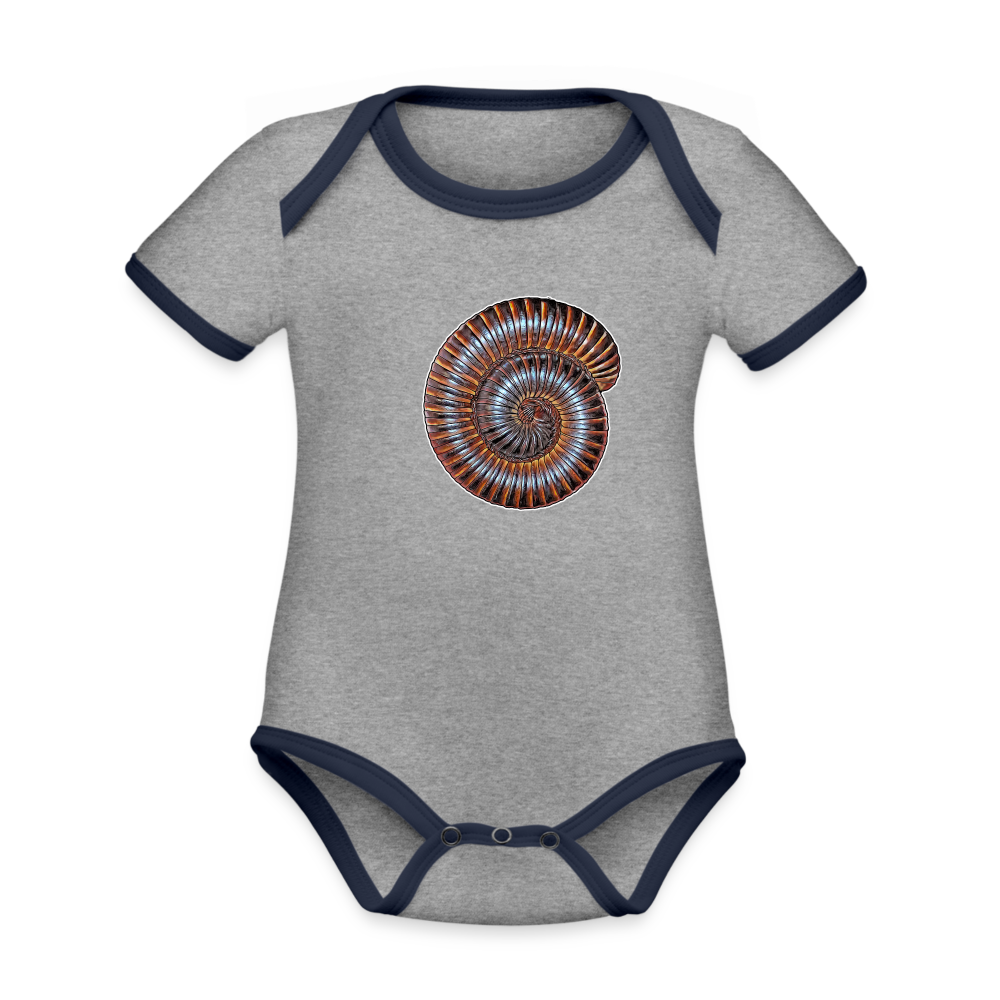 Baby Kontrastbody kurz Archispirostreptus gigas - Grau meliert/Navy