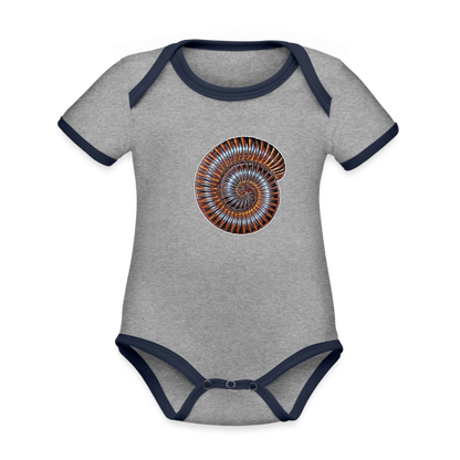 Baby Kontrastbody kurz Archispirostreptus gigas - Grau meliert/Navy