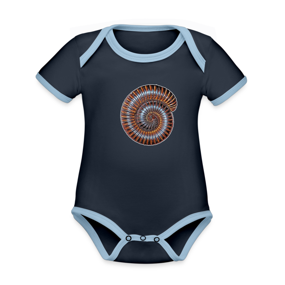 Baby Kontrastbody kurz Archispirostreptus gigas - Navy/Himmelblau