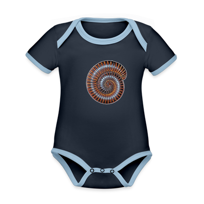Baby Kontrastbody kurz Archispirostreptus gigas - Navy/Himmelblau