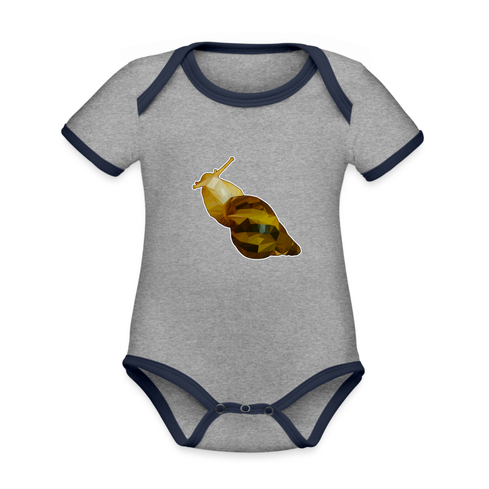 Baby Kontrastbody kurz Achatina reticulata Low Poly - Grau meliert/Navy