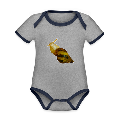 Baby Kontrastbody kurz Achatina reticulata Low Poly - Grau meliert/Navy