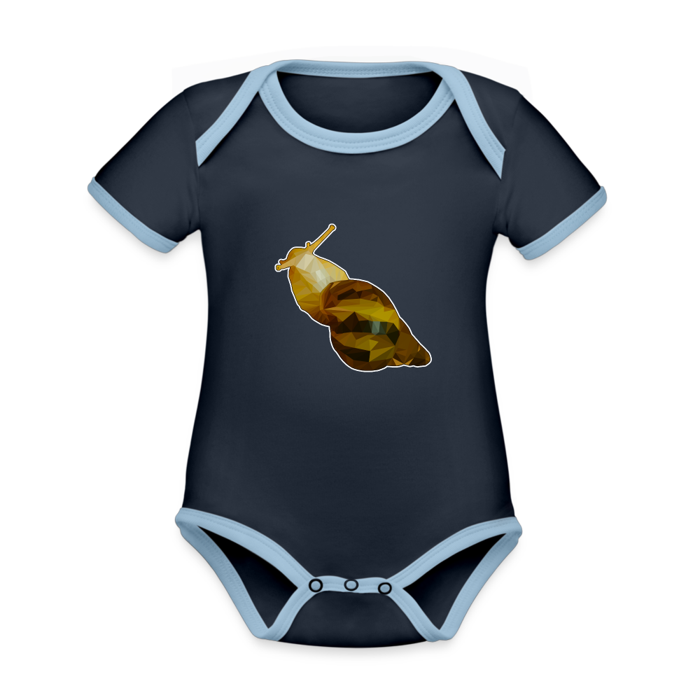Baby Kontrastbody kurz Achatina reticulata Low Poly - Navy/Himmelblau