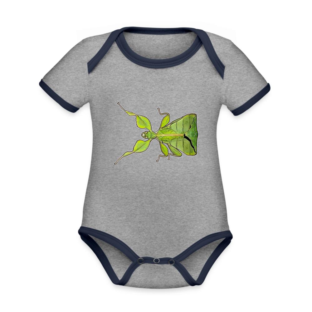 Baby Kontrastbody kurz Phyllium philippinicum female - Grau meliert/Navy