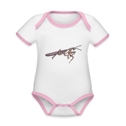 Baby Kontrastbody kurz Rhombodera kirbyi male - Weiß/Rose