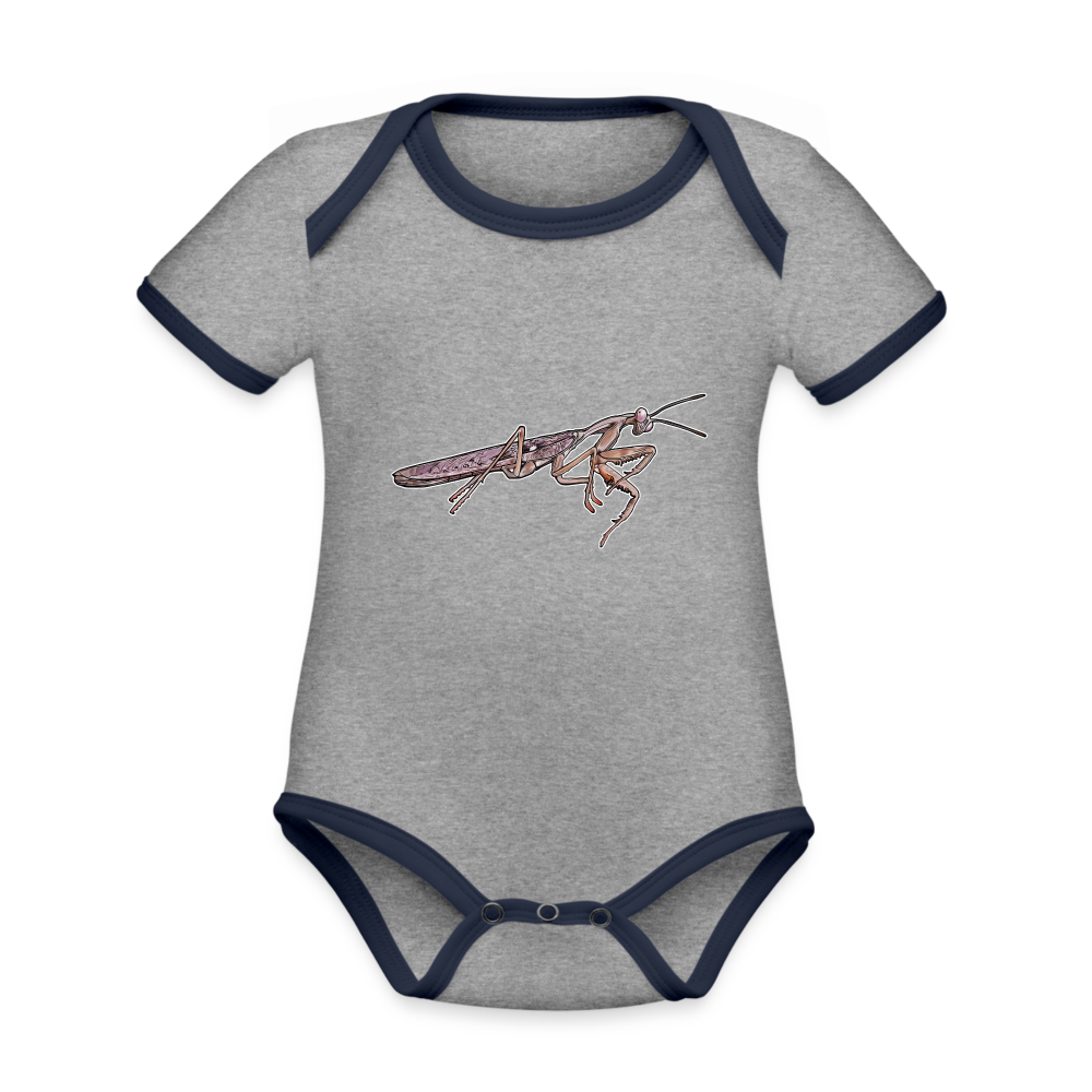 Baby Kontrastbody kurz Rhombodera kirbyi male - Grau meliert/Navy