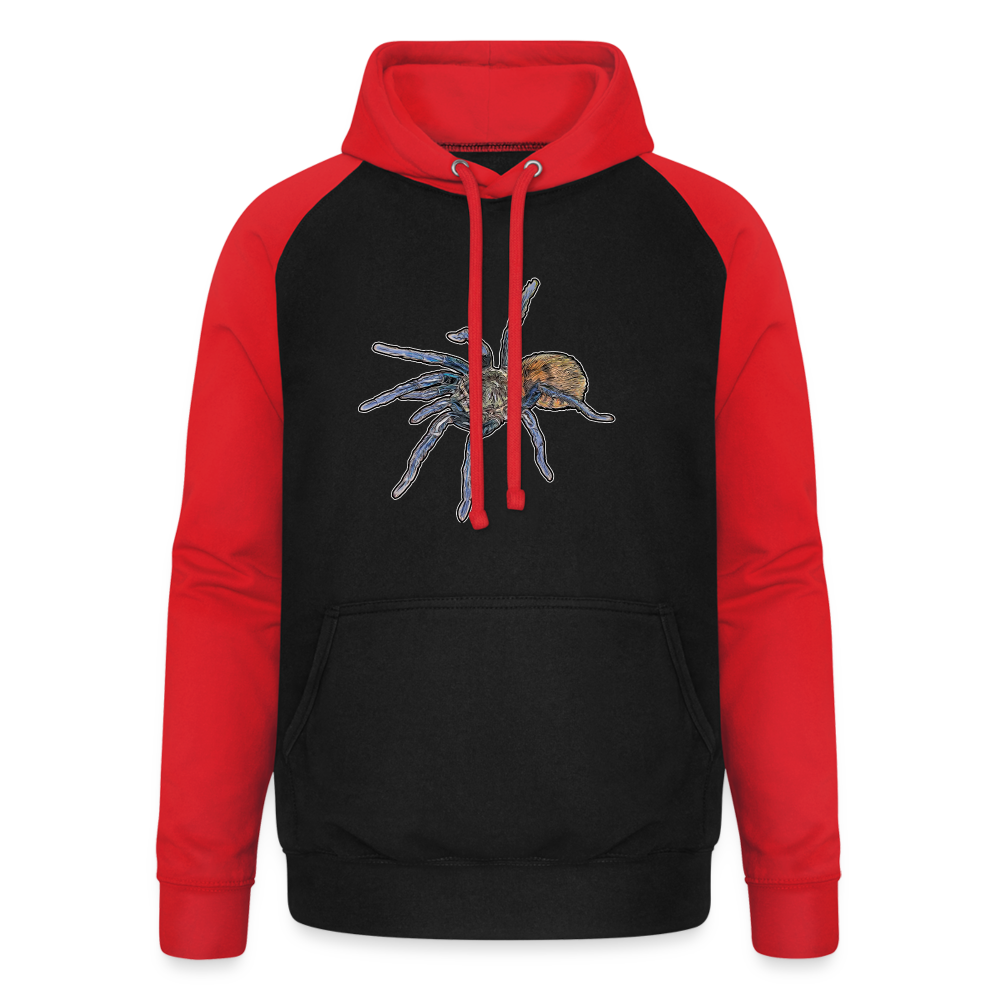 Unisex Baseball Hoodie Chromatopelma cyaneopubescens - Schwarz/Rot