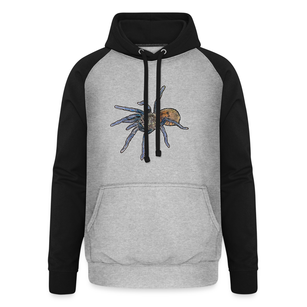 Unisex Baseball Hoodie Chromatopelma cyaneopubescens - Grau meliert/Schwarz