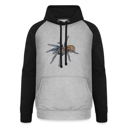 Unisex Baseball Hoodie Chromatopelma cyaneopubescens - Grau meliert/Schwarz