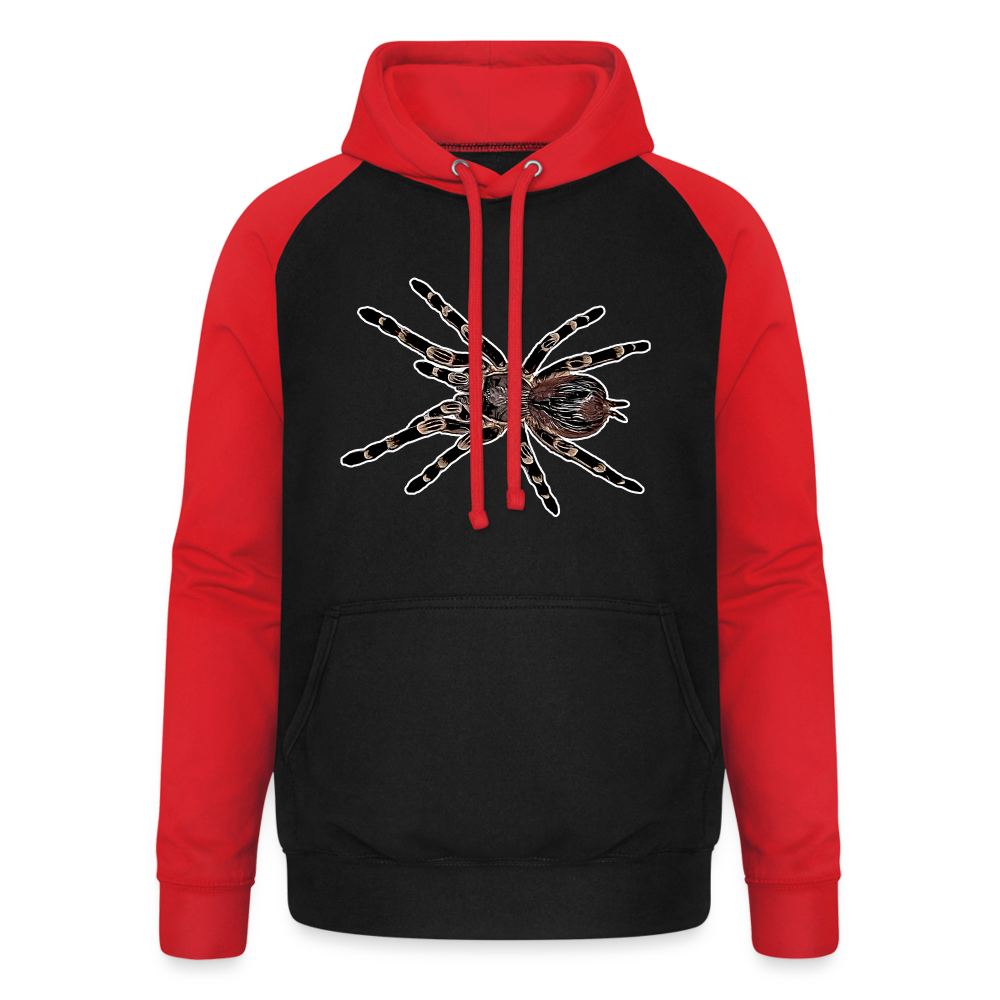Unisex Baseball Hoodie Acanthoscurria geniculata - Schwarz/Rot
