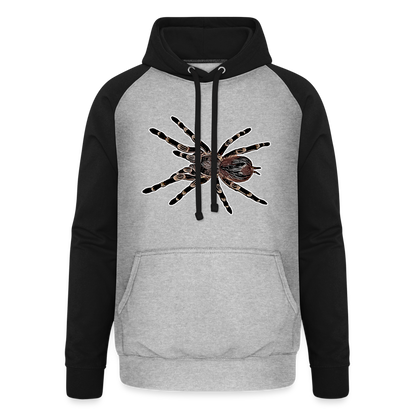 Unisex Baseball Hoodie Acanthoscurria geniculata - Grau meliert/Schwarz