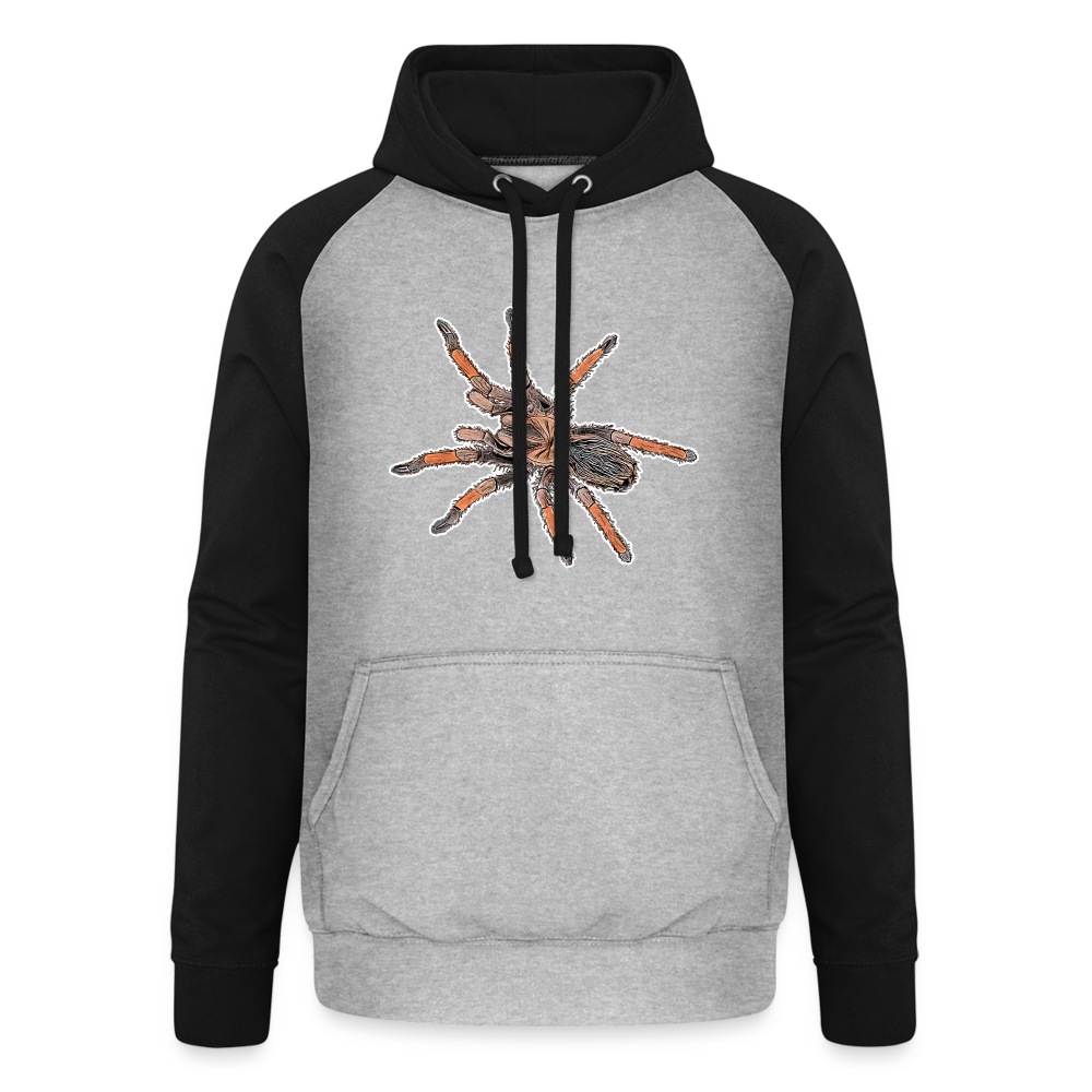 Unisex Baseball Hoodie Brachypelma emilia - Grau meliert/Schwarz