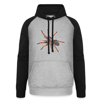 Unisex Baseball Hoodie Brachypelma emilia - Grau meliert/Schwarz
