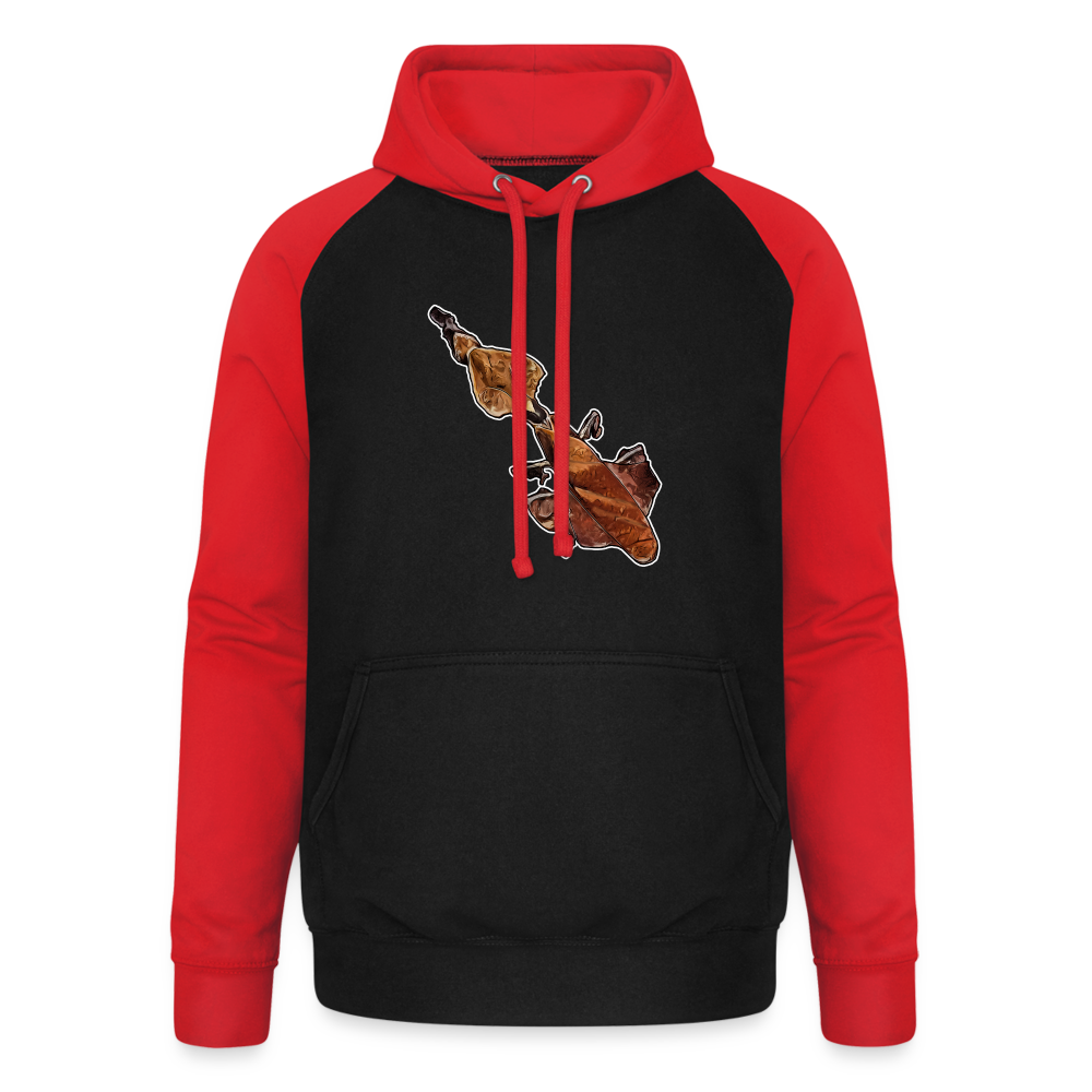 Unisex Baseball Hoodie Phyllocrania paradoxa female - Schwarz/Rot