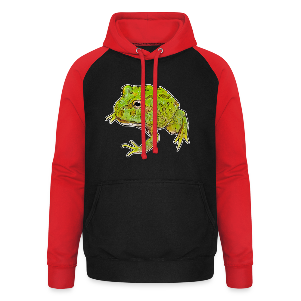 Unisex Baseball Hoodie Ceratophrys cranwelli Peppermint Blue - Schwarz/Rot