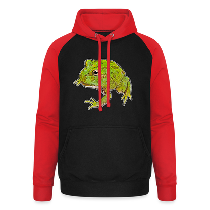 Unisex Baseball Hoodie Ceratophrys cranwelli Peppermint Blue - Schwarz/Rot
