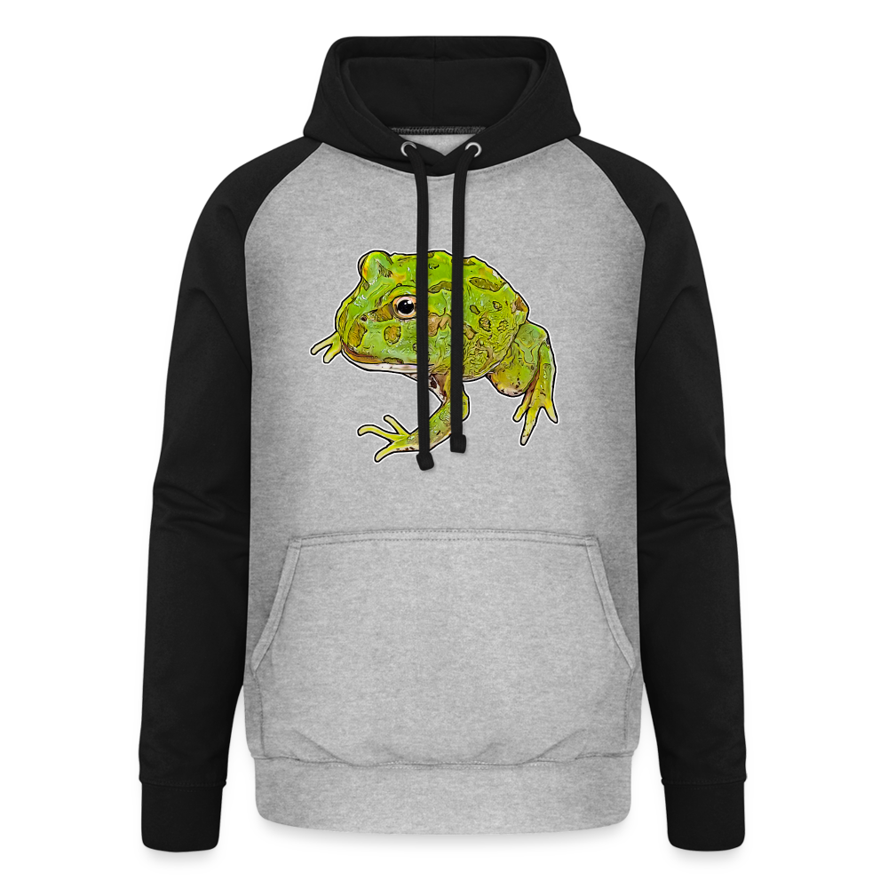 Unisex Baseball Hoodie Ceratophrys cranwelli Peppermint Blue - Grau meliert/Schwarz