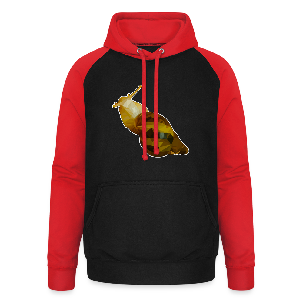 Unisex Baseball Hoodie Achatina reticulata Low Poly - Schwarz/Rot