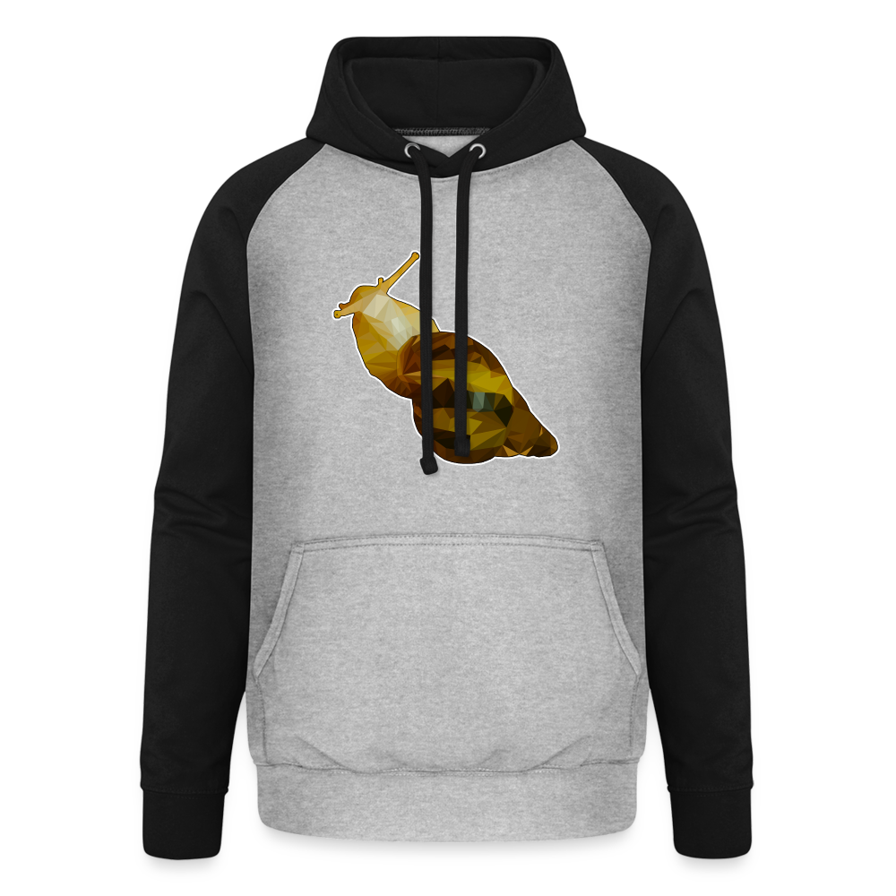 Unisex Baseball Hoodie Achatina reticulata Low Poly - Grau meliert/Schwarz