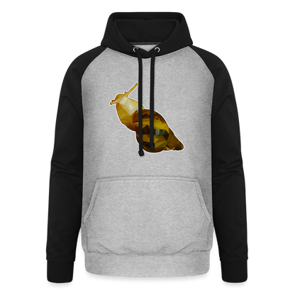 Unisex Baseball Hoodie Achatina reticulata Low Poly - Grau meliert/Schwarz