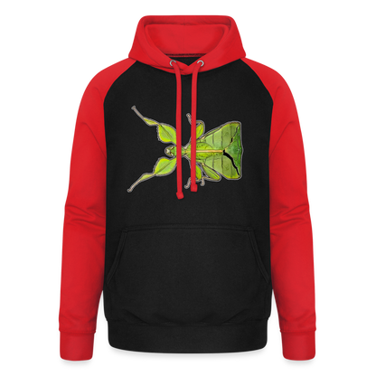 Unisex Baseball Hoodie Phyllium philippinicum female - Schwarz/Rot