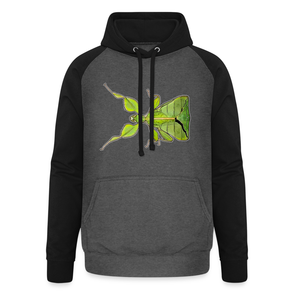 Unisex Baseball Hoodie Phyllium philippinicum female - Graphit/Schwarz